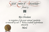 Special Citation of Achievement for Seven Million Broadcast Performances of “More”