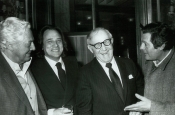 Dino Risi, Riz Ortolani, Benny Goodman and Marcello Mastroianni